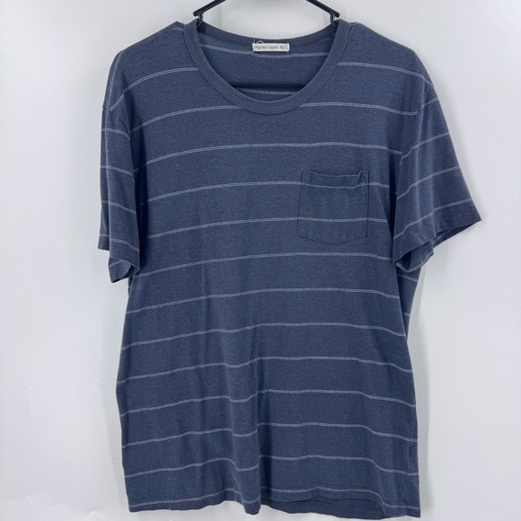 Marine Layer Blue and Silver Short Sleeve Tee with front pocket - Picture 1 of 6